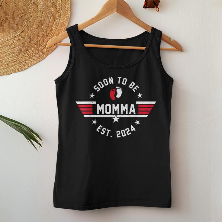 Soon To Be Momma Est 2024 Fathers Day Baby Pregnancy Women Tank Top Basic Casual Daily Weekend Graphic Personalized Gifts