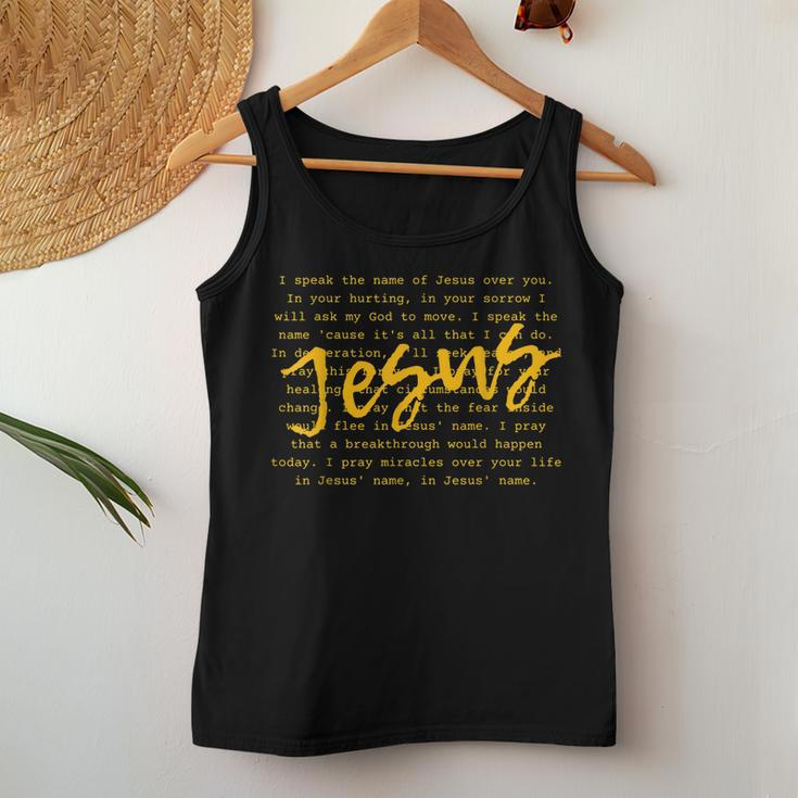 I Speak Name Of Jesus Christian Prayer To The Church Women Tank Top Unique Gifts