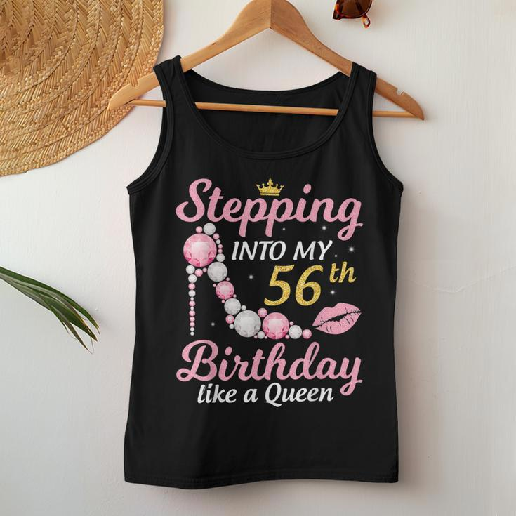Stepping Into My 56Th Birthday Like A Queen Happy To Me Mom Women Tank Top Basic Casual Daily Weekend Graphic Funny Gifts