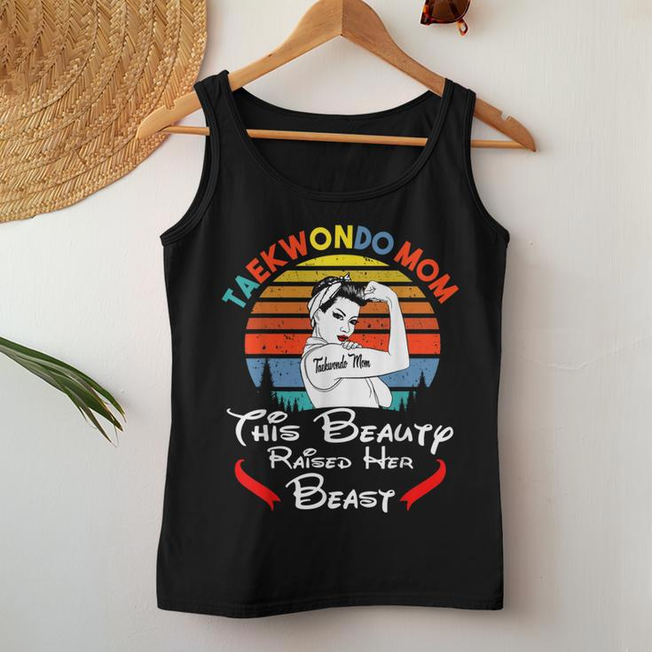 Taekwondo Mom This Beauty Raised Her Beast Women Tank Top Basic Casual Daily Weekend Graphic Personalized Gifts