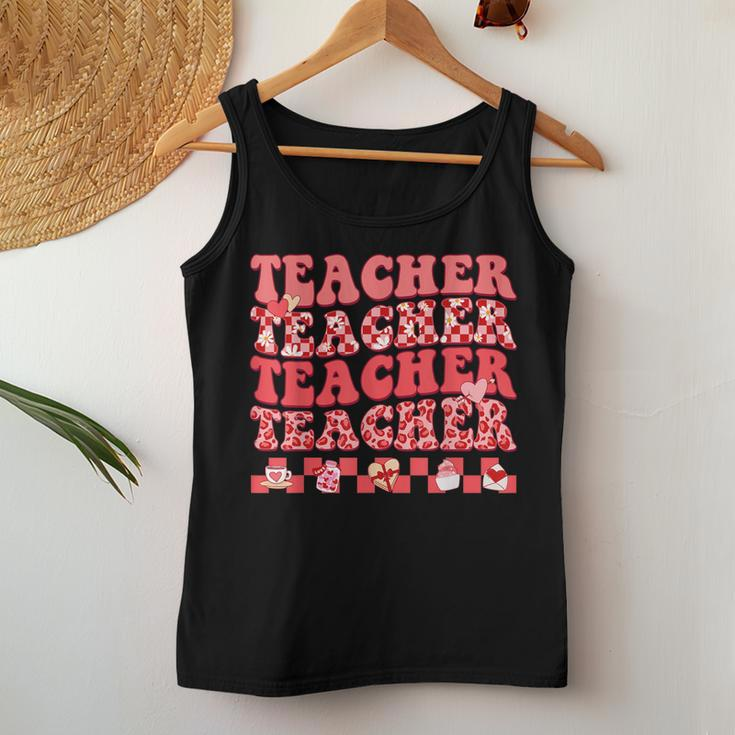 Teacher Valentines Day Hippie Sweet Heart Teacher Womens Women Tank Top Basic Casual Daily Weekend Graphic Funny Gifts