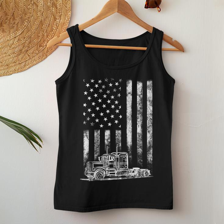 Truck Driver American Flag Trucker Vintage Men Women Gift Women Tank Top Basic Casual Daily Weekend Graphic Funny Gifts