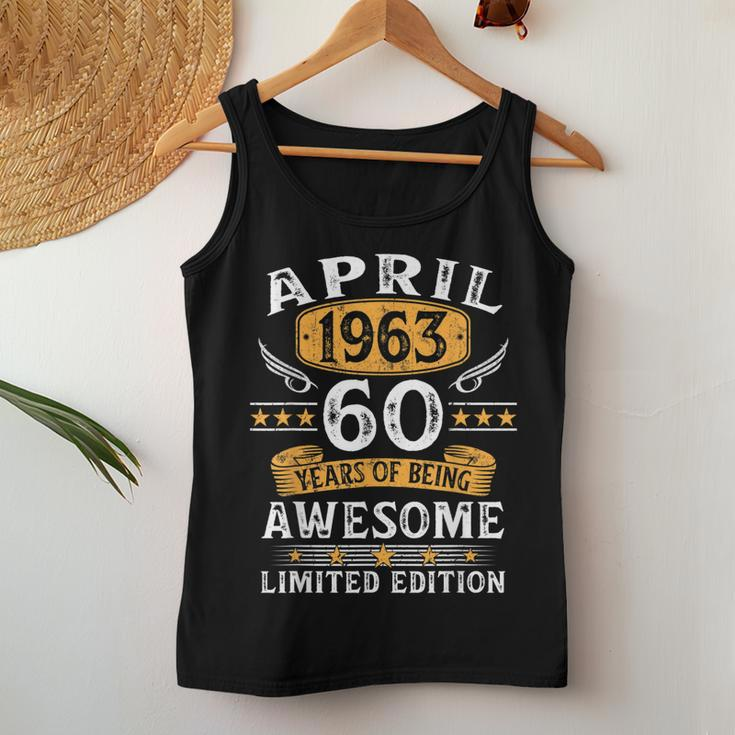 Vintage 60 Year Old Gift 60Th Birthday For Men April 1963 Women Tank Top Basic Casual Daily Weekend Graphic Funny Gifts