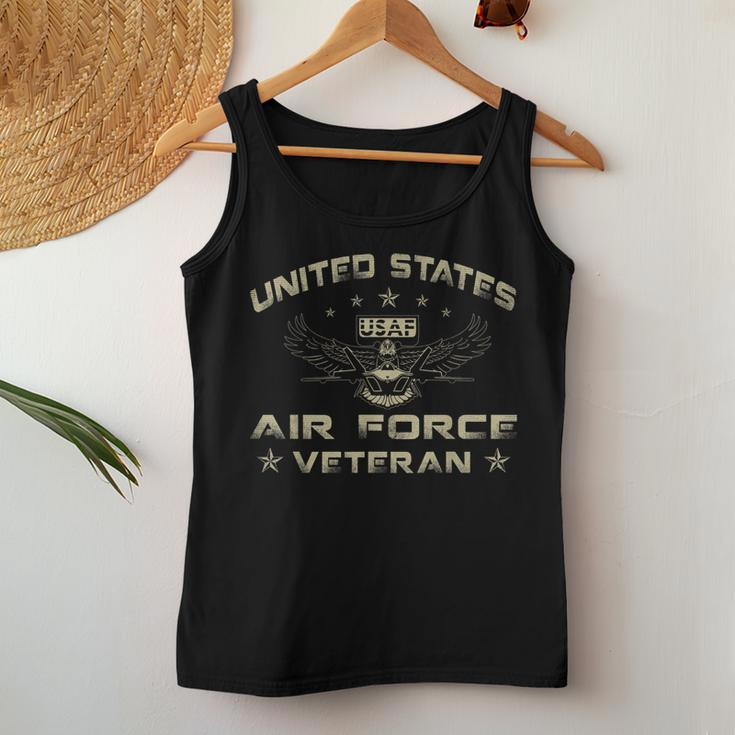 Vintage Usa Flag Proud Us Air Force Veteran For Men Women Women Tank Top Basic Casual Daily Weekend Graphic Funny Gifts