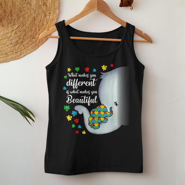 What Makes You Different Elephant Autism Mom Boys Girl Kids Women Tank Top Basic Casual Daily Weekend Graphic Funny Gifts
