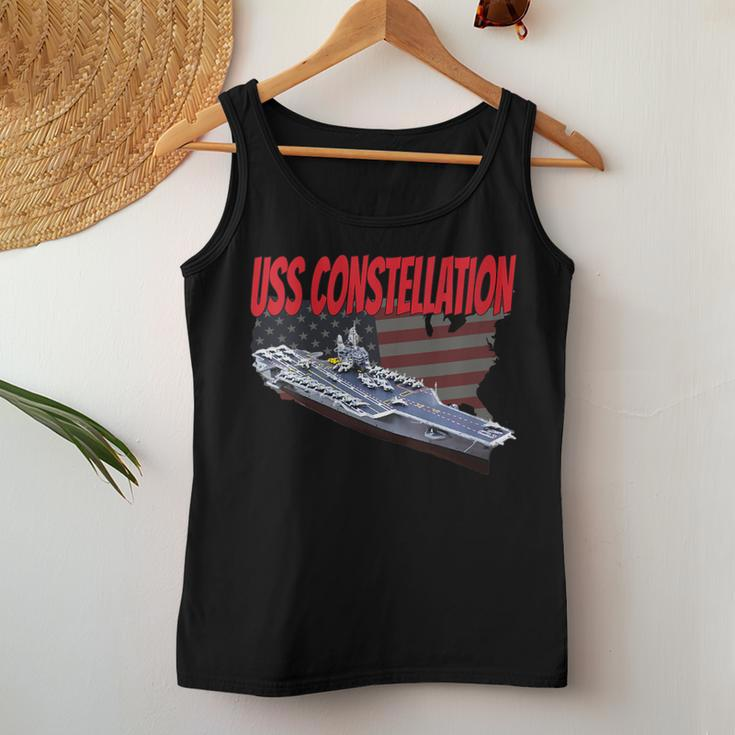 Womens Aircraft Carrier Uss Constellation Cv-64 For Grandpa Dad Son Women Tank Top Basic Casual Daily Weekend Graphic Funny Gifts