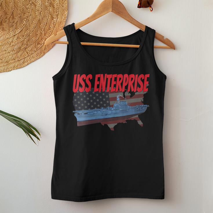 Womens Aircraft Carrier Uss Enterprise Cv-6 Veteran Grandpa Dad Son Women Tank Top Basic Casual Daily Weekend Graphic Funny Gifts