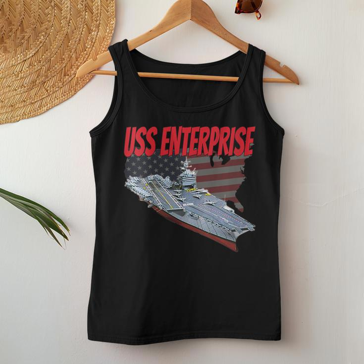 Womens Aircraft Carrier Uss Enterprise Veteran Day Grandpa Dad Son Women Tank Top Basic Casual Daily Weekend Graphic Funny Gifts