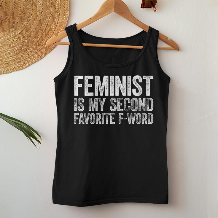 Womens Feminist Is My Second Favorite F Word Feminism Gift Women Tank Top Basic Casual Daily Weekend Graphic Funny Gifts