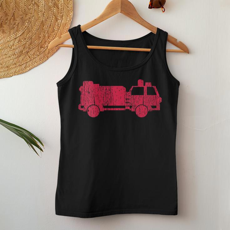 Womens Fire Truck Vintage Fire Fighter Gift Fireman Women Tank Top Basic Casual Daily Weekend Graphic Funny Gifts