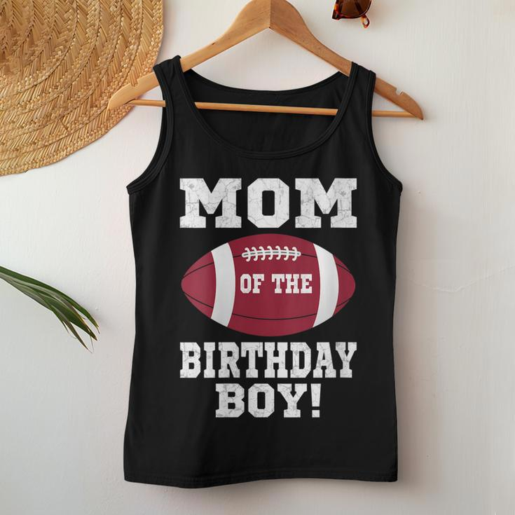 Womens Mom Of The Birthday Boy Football Lover Vintage Retro Women Tank Top Basic Casual Daily Weekend Graphic Funny Gifts
