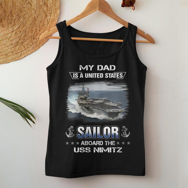 Womens My Dad Is A Sailor Aboard The Uss Nimitz Cvn 68 Women Tank Top Basic Casual Daily Weekend Graphic Funny Gifts
