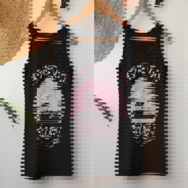 Womens Pontoon Queen Design Funny Pontoon Boat Lover Girls Boating Women Tank Top Basic Casual Daily Weekend Graphic Personalized Gifts