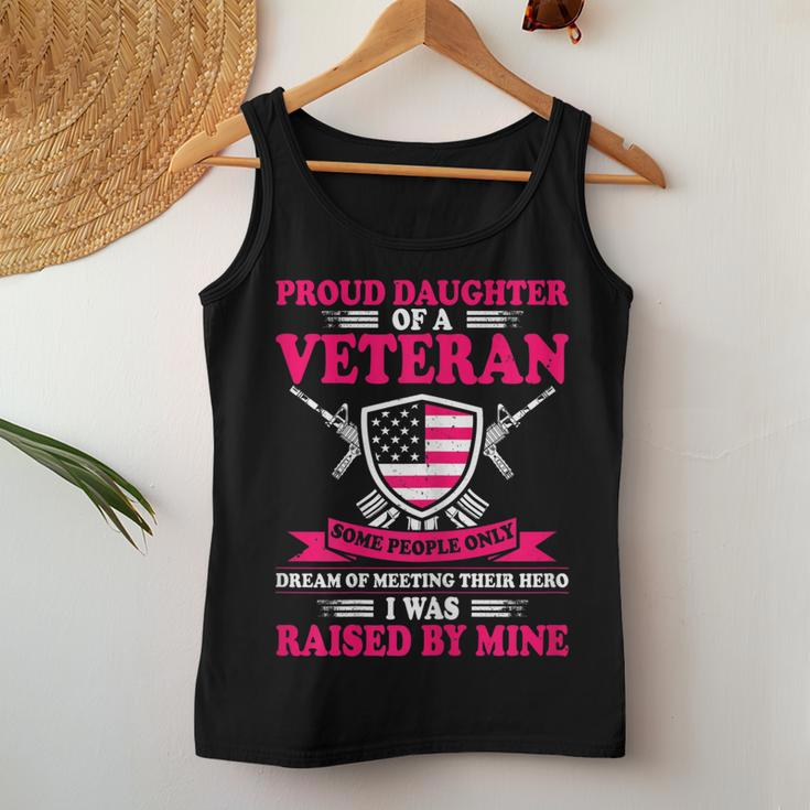 Womens Proud Daughter Of A Veteran Father Cute Veterans Daughter Women Tank Top Basic Casual Daily Weekend Graphic Funny Gifts