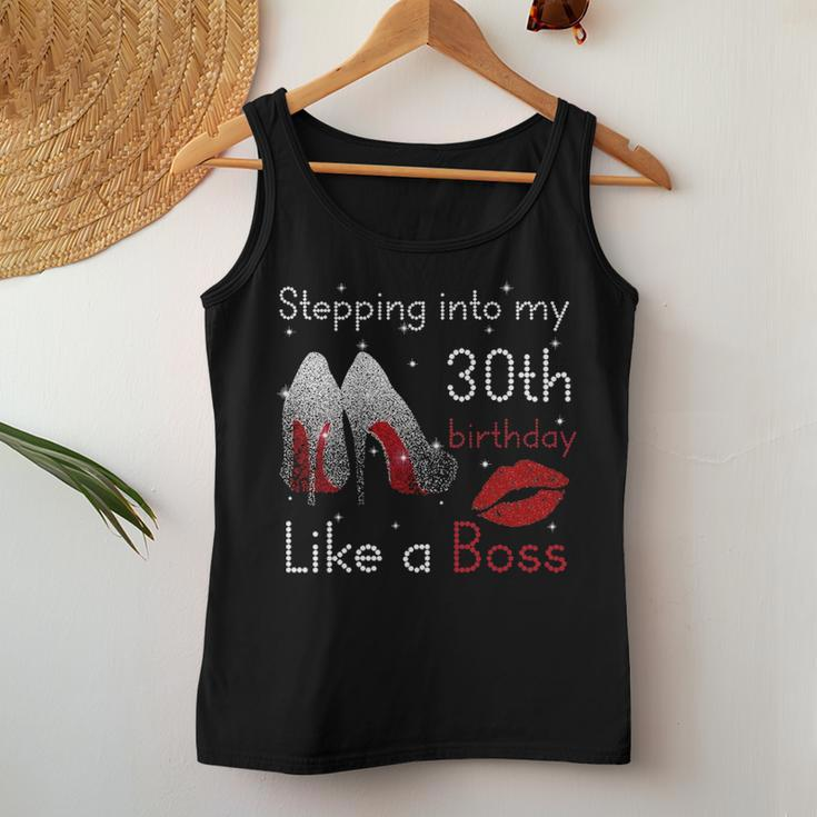 Womens Stepping Into My 30Th Birthday Like A Boss Pumps Lips Women Tank Top Basic Casual Daily Weekend Graphic Funny Gifts