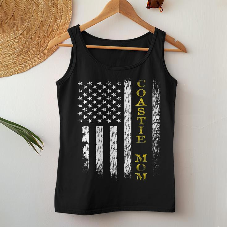 Womens US Coast Guard Uscg Coastie Mom Flag Women Tank Top Basic Casual Daily Weekend Graphic Funny Gifts