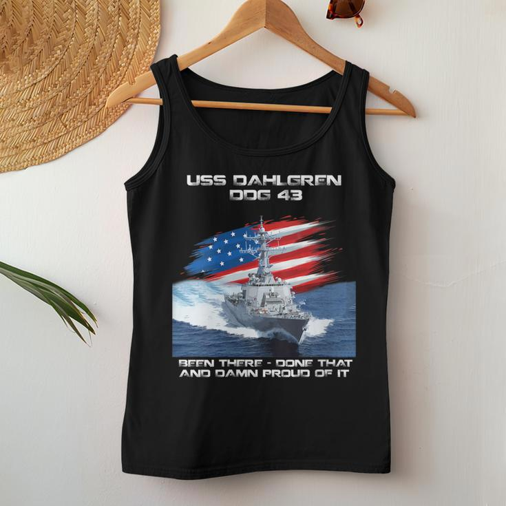 Womens Uss Dahlgren Ddg-43 Destroyer Ship Usa Flag Veteran Day Xmas Women Tank Top Basic Casual Daily Weekend Graphic Funny Gifts