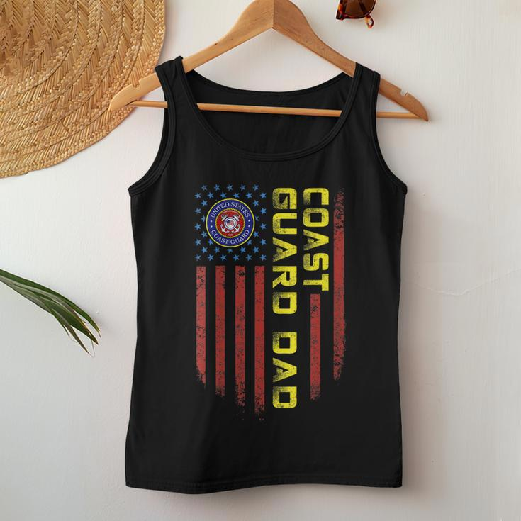 Womens Vintage Usa American Flag Proud Us Coast Guard Veteran Dad Women Tank Top Basic Casual Daily Weekend Graphic Funny Gifts