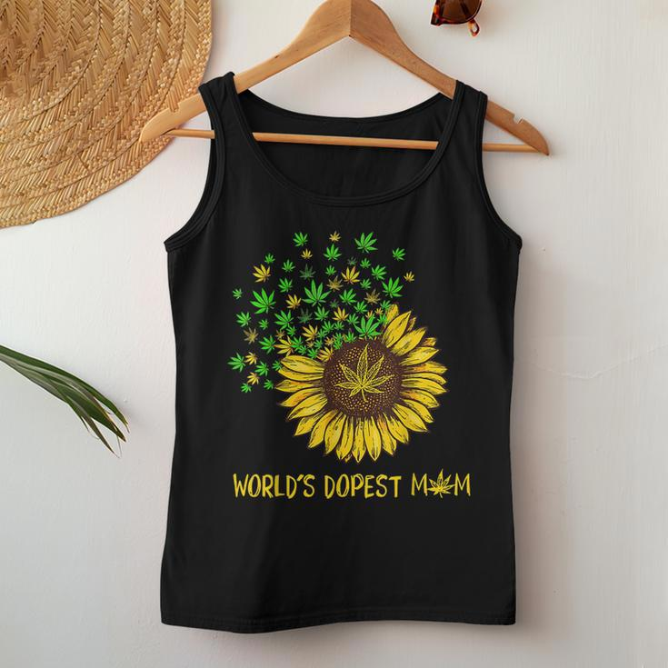 Worlds Dopest Mom Sunflower Weed Women Tank Top Unique Gifts
