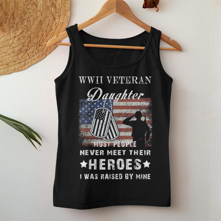 Wwii Veteran Daughter Veterans Day American Flag Women Tank Top Basic Casual Daily Weekend Graphic Funny Gifts