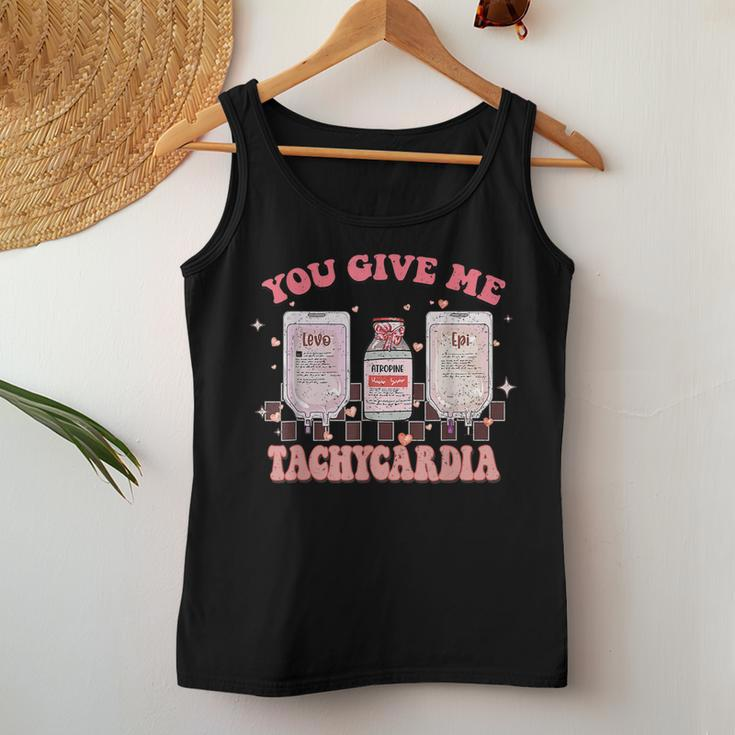 You Give Me Tachycardia Funny Icu Rn Nurse Valentines Day V7 Women Tank Top Basic Casual Daily Weekend Graphic Funny Gifts