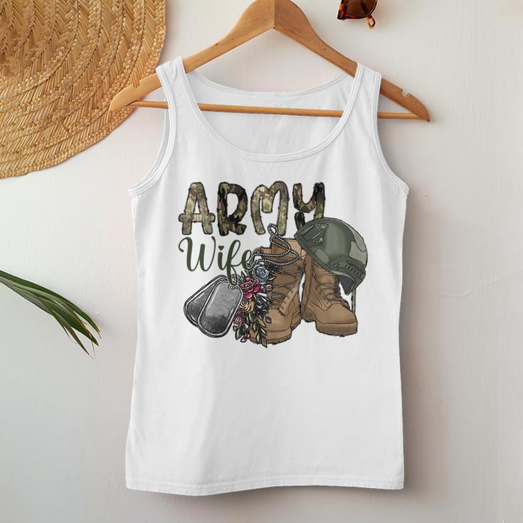 Army Wife Western Cowhide Army Boots Wife Gift Veterans Day Women Tank Top Basic Casual Daily Weekend Graphic Funny Gifts