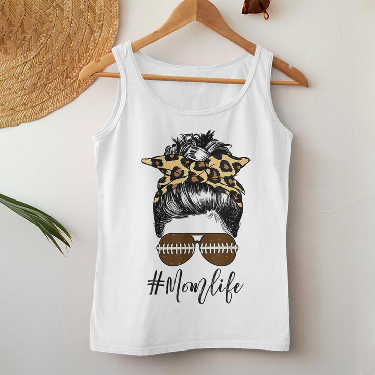 Cute Mom Life Football Skull Messy Bun Hair Mothers Women Tank Top Unique Gifts