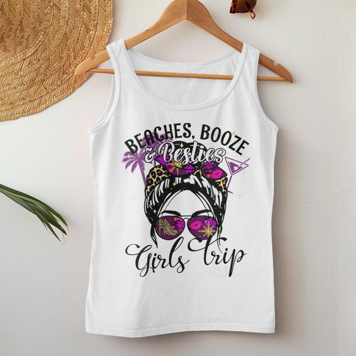 Womens Girls Trip 2023 Best Friend Beaches Booze And Besties Women Tank Top Unique Gifts