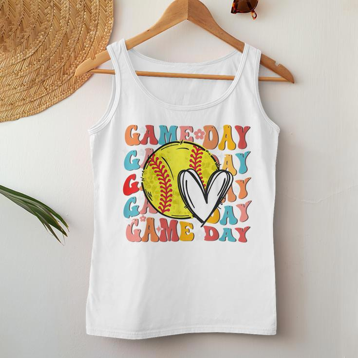 Groovy Softball Game Day Team Sports Softball Mom Game Day Women Tank Top Unique Gifts