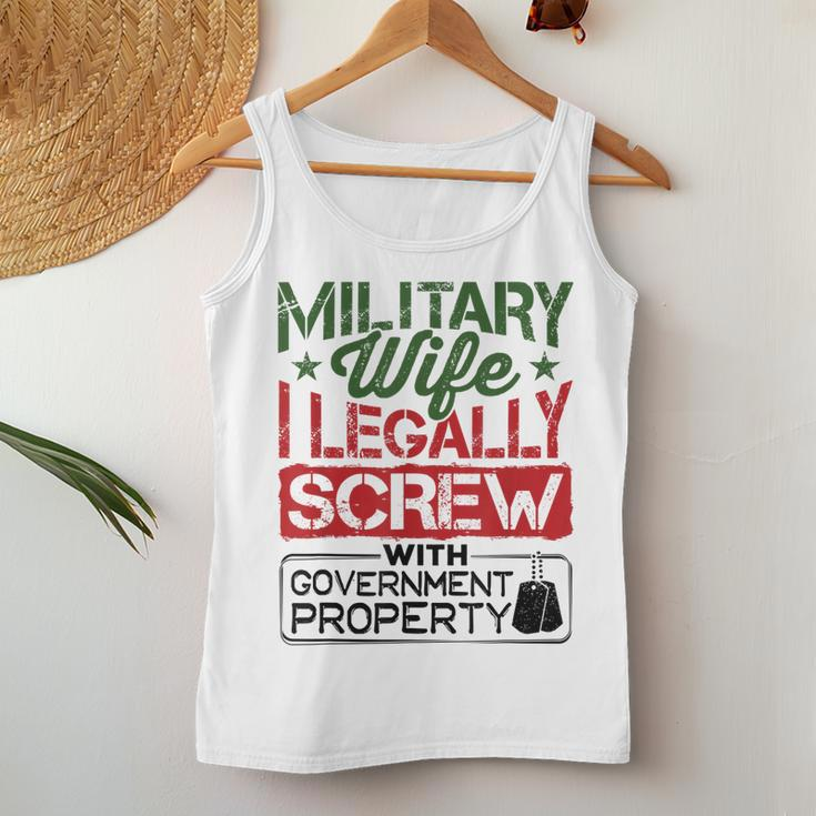 Military Wife I Legally Screw With Government Property Women Tank Top Basic Casual Daily Weekend Graphic Funny Gifts