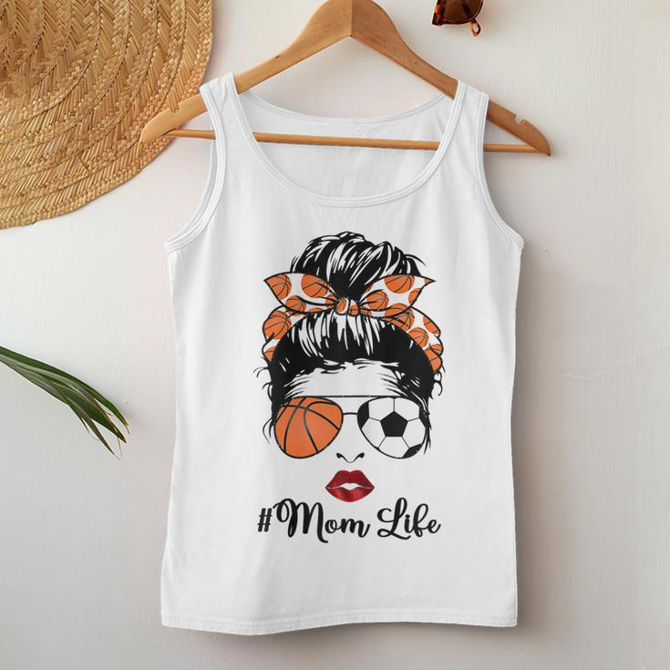 Mom Life Basketball Soccer Mom Bandana Messy Bun Women Tank Top Unique Gifts