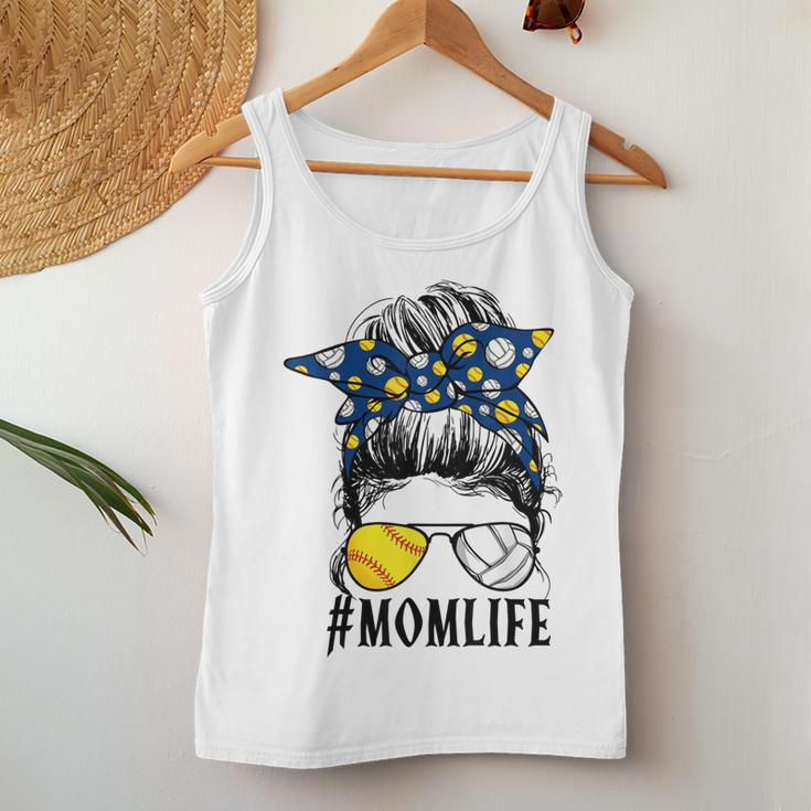 Mom Life Softball Volleyball Messy Bun Womens Women Tank Top Unique Gifts