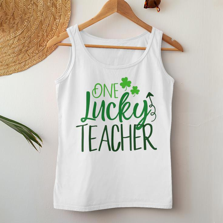 One Lucky Teacher Cute Educator St Patricks Day Shamrock Women Tank Top Basic Casual Daily Weekend Graphic Funny Gifts