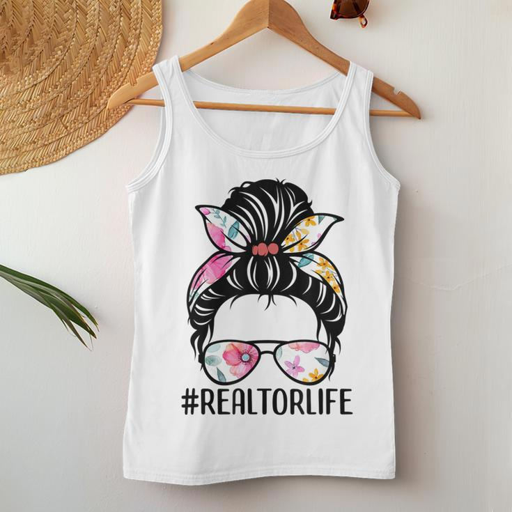 Realtor Life Messy Bun Real Estate Agent Girl Mom Wife Women Tank Top Unique Gifts