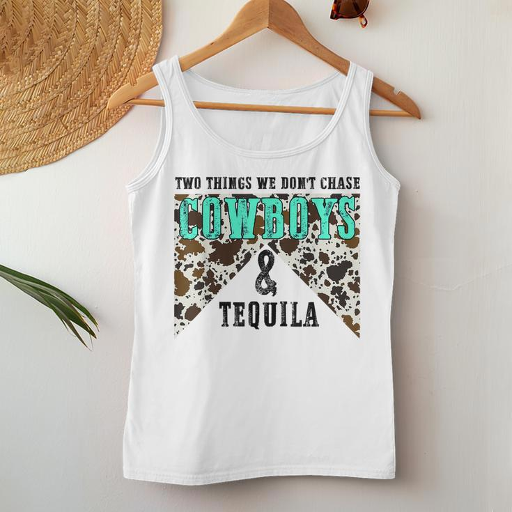 Two Things We Dont Chase Cowboys And Tequila Cowhide Retro Women Tank Top Unique Gifts