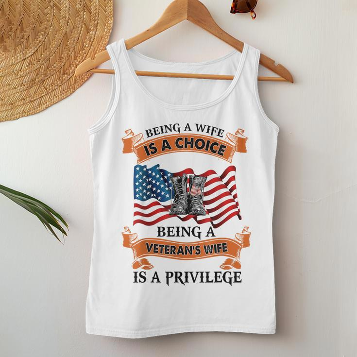 Veteran Wife Privilege Veterans Day Gift Women Tank Top Basic Casual Daily Weekend Graphic Funny Gifts