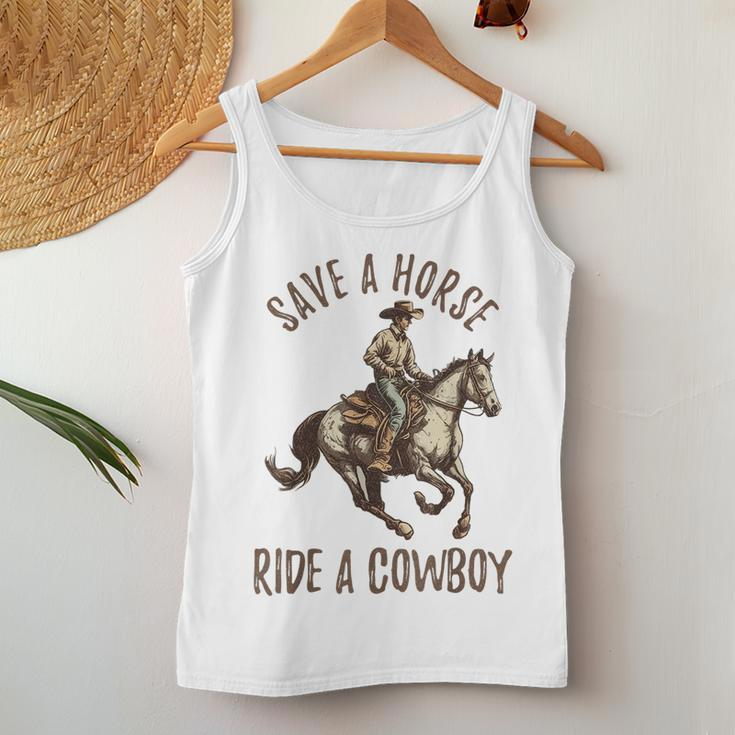 Vintage Save A Horse Ride A Cowboy Horseback Riding Horses Women Tank Top Basic Casual Daily Weekend Graphic Funny Gifts