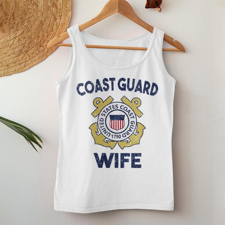 Womens Proud Us Coast Guard Wife Military Pride Women Tank Top Basic Casual Daily Weekend Graphic Funny Gifts