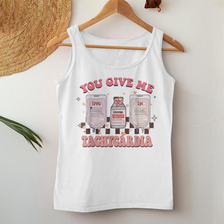 You Give Me Tachycardia Funny Icu Rn Nurse Valentines Day V8 Women Tank Top Basic Casual Daily Weekend Graphic Funny Gifts