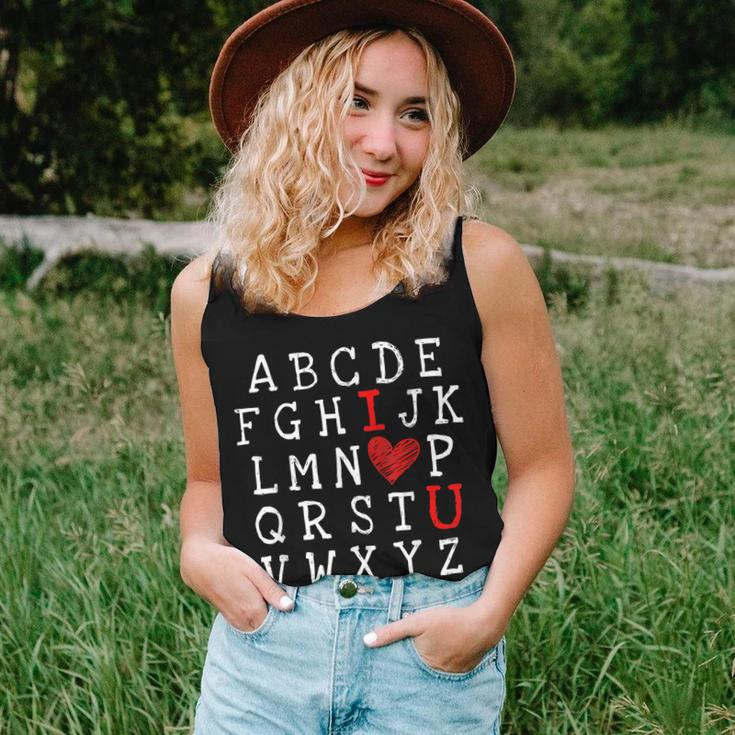 Abcs I Love U Cute I-Love-You Alphabet Teacher Valentine Women Tank Top Basic Casual Daily Weekend Graphic Gifts for Her