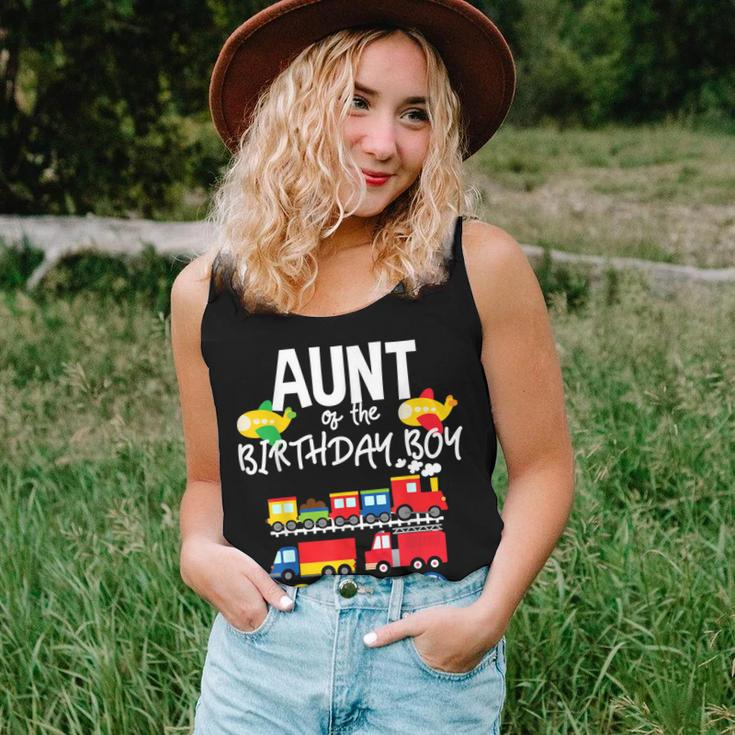 Aunt Of The Birthday Boy Cars Trucks Trains Bday Party Women Tank Top Basic Casual Daily Weekend Graphic Gifts for Her