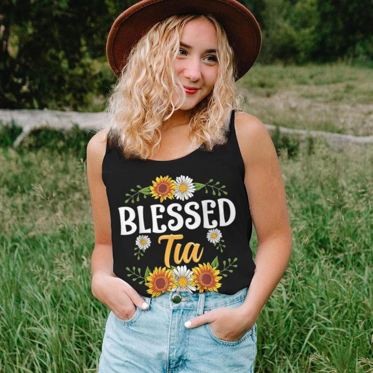 Blessed Tia Mothers Day Cute Gift Floral Women Tank Top Basic Casual Daily Weekend Graphic Gifts for Her