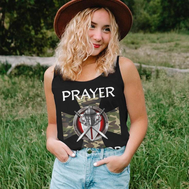 Christian Prayer Warrior Green Camo Cross Religious Messages Women Tank Top Gifts for Her