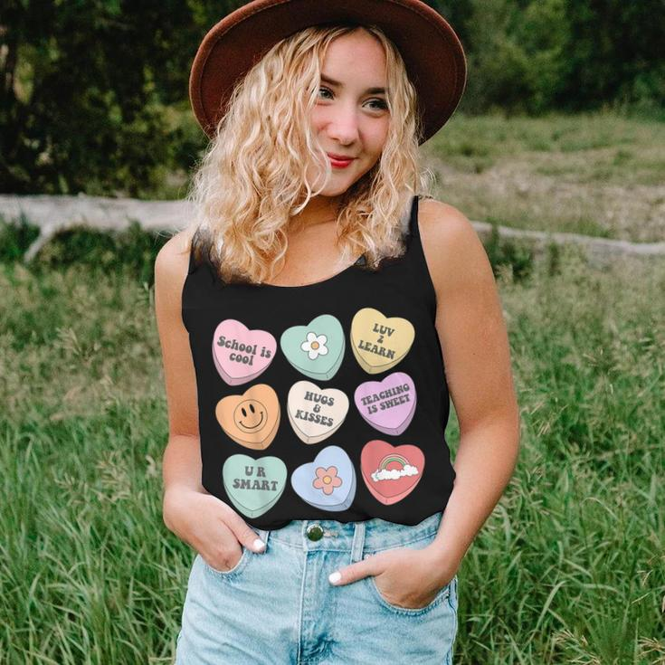 Conversation Hearts Groovy Valentines Day Cute Teacher V2 Women Tank Top Basic Casual Daily Weekend Graphic Gifts for Her