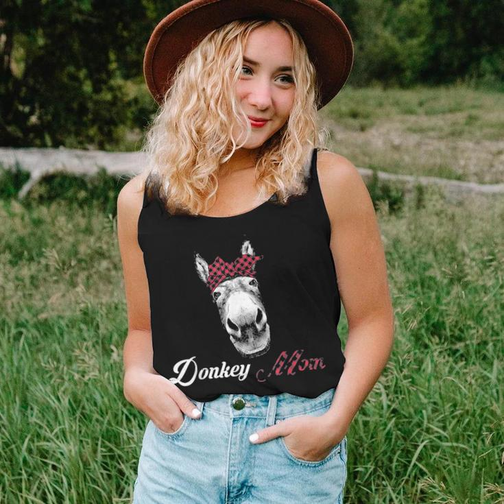 Donkey Mom Lovers Farm Animal Gifts Buffalo Plaid Red Gift Women Tank Top Basic Casual Daily Weekend Graphic Gifts for Her