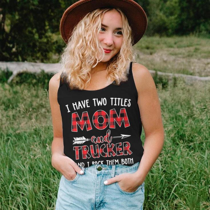 I Have Two Titles Mom And Trucker Buffalo Plaid Women Tank Top Basic Casual Daily Weekend Graphic Gifts for Her