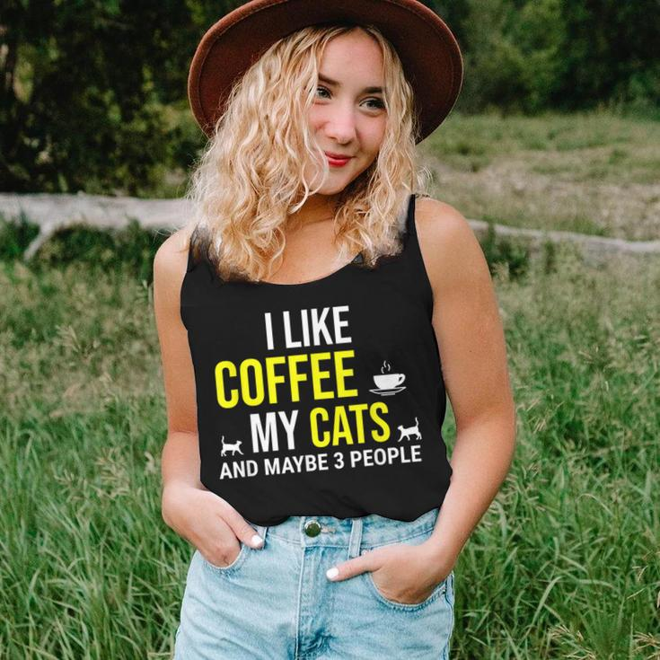 I Like Coffee My Cats And Maybe 3 People Funny Coffee Cat Women Tank Top Basic Casual Daily Weekend Graphic Gifts for Her