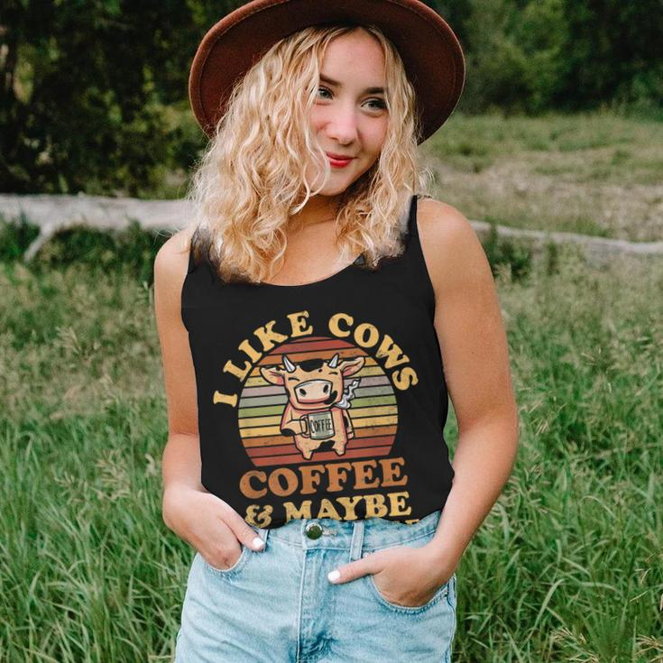 I Like Cows Coffee And Maybe Like 3 People Funny Farmer Gift Women Tank Top Basic Casual Daily Weekend Graphic Gifts for Her