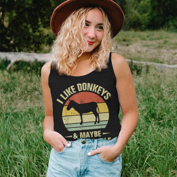 I Like Donkeys And Maybe Like 3 People Funny Donkey Farmer Women Tank Top Basic Casual Daily Weekend Graphic Gifts for Her