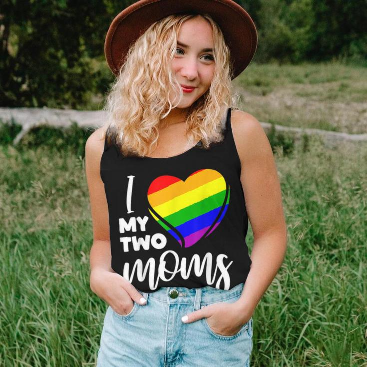 I Love My Two Moms Gay Pride Lgbt FlagLesbian Women Tank Top Gifts for Her